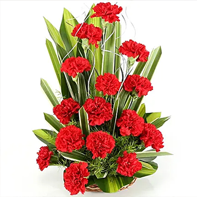 "Red Carnations Basket - Click here to View more details about this Product